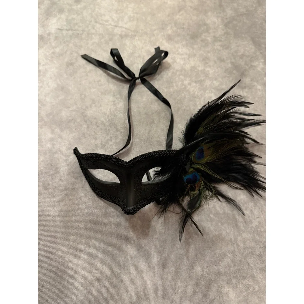 modern, mass-produced plastic masquerade eye mask with black trim